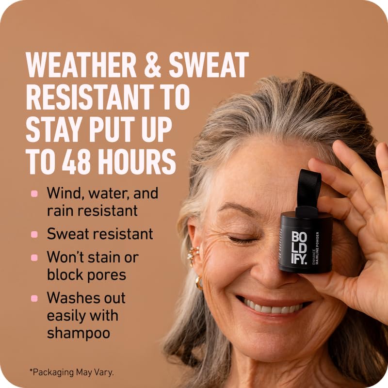 Miniatura 6 de BOLDIFY Polvo de línea capilar  Botella más grande de 0.35 oz  Polvo de retoque de raíz  Oculta instantáneamente la pérdida de cabello  Toppers para