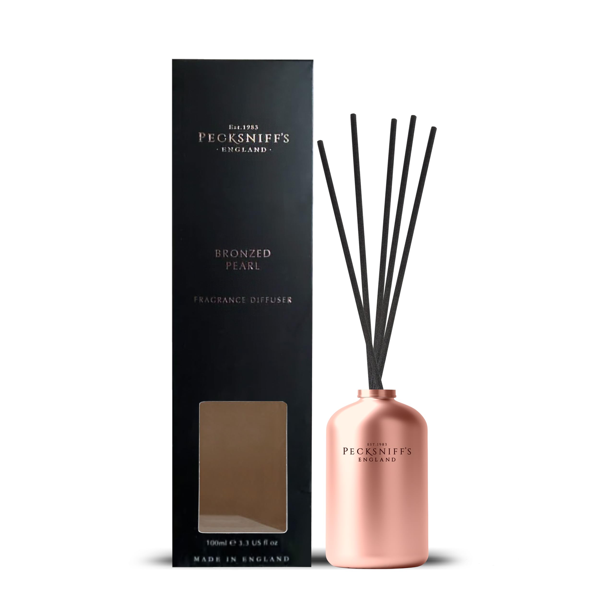 Pecksniffs Jewel 100ml Diffuser Set, Bronzed Pearl | Captivating Sweet Florals and Refreshing Green Notes | Elegant Home and Office Decor