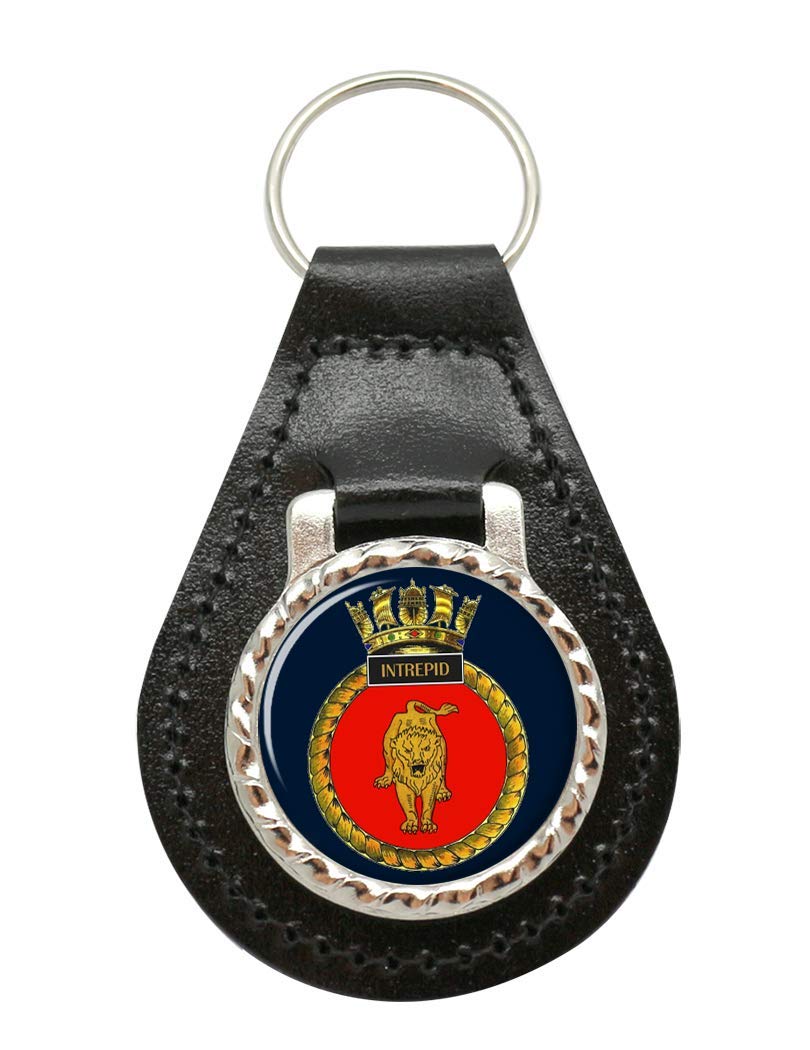 Giftshop UK HMS Intrepid, Royal Navy Leather Key Fob