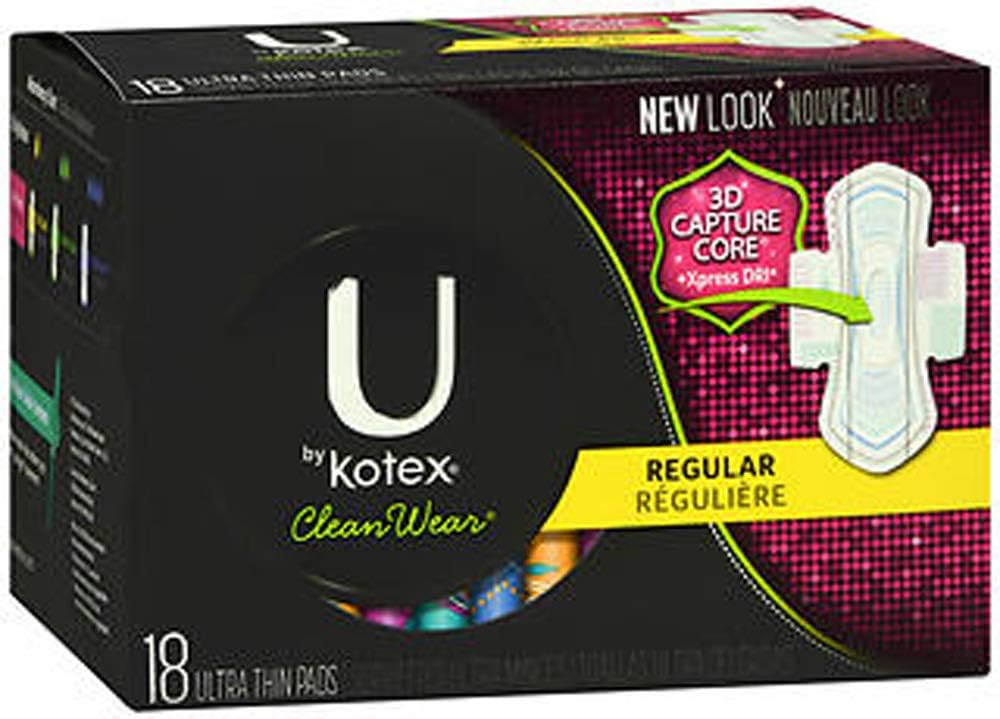 Amazon Com U By Kotex Ultra Thin Regular Maxi Pads 18 Health Household