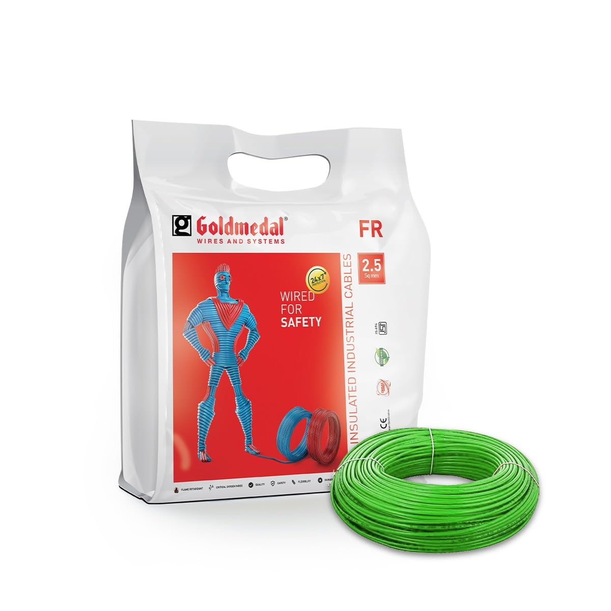 Goldmedal 45 Meter 1100V 2.5 Sq mm Fire Retardant Electric Wire (Green) - Pack of 1 | Wire for Domestic & Industrial Connection Use | Multi-Strand, PVC Electrical Insulated Copper Wire-image-35