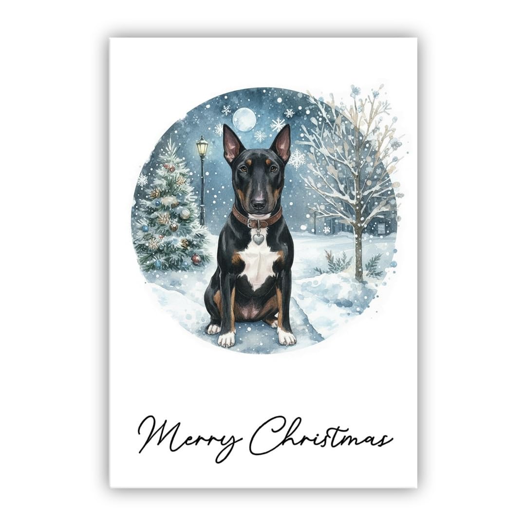 Dog Christmas Card - From the Dog to Owner Mum Dad Groomer - Dog Christmas Card – Many Breeds Available – Dog Lovers Card (Bull Terrier black and white)