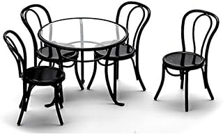 Dollhouse Miniature Black Patio Table & 4 Chairs