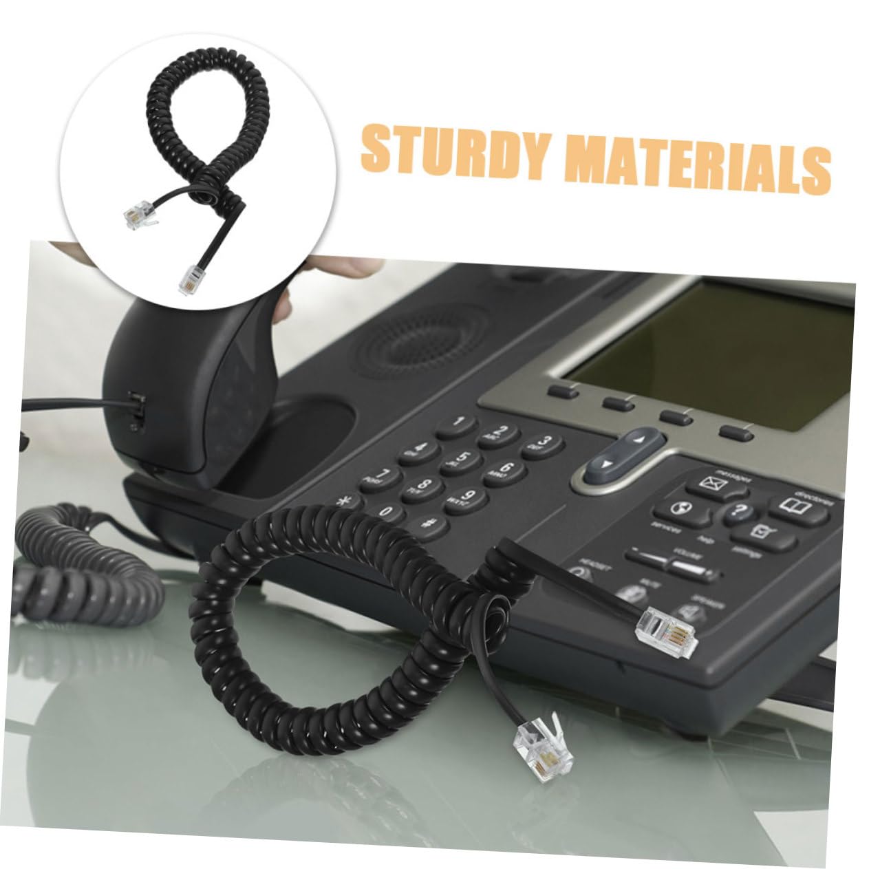 Holibanna 5 Series Cable Telefónico Espiral Para Teléfono Fijo Unidades Cuerda Enrollada Resistente Y Flexible Recambio Duradero Para Auriculares De Línea Fija Color Negro 10 Piezas X 5
