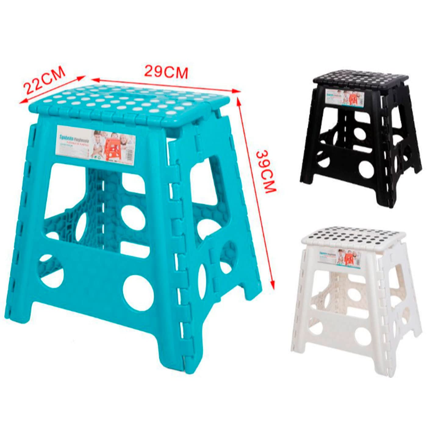 Acan Taburete Multiusos Plegable Infantil 29 x 22 x 39 cm (Alto x Ancho x Profundo) Ideal para niños, Color Aleatorio