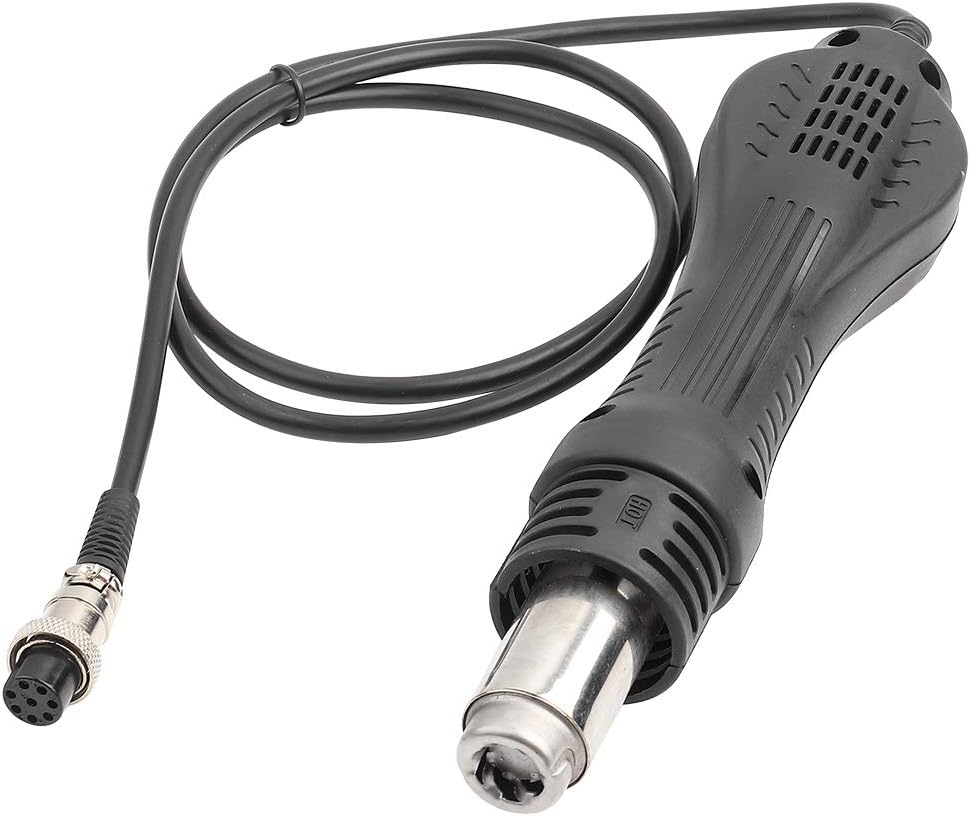 Soldering Gun Handle, Black/Silver Electrical Conductivity Hot Air Soldering Gun Handpiece for 858 858D 8858 8586 878 BGA Rework Solder Station Repair