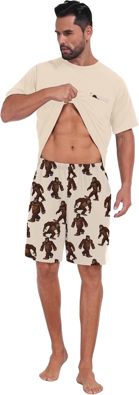 Mens Pajamas Set Sleepwear Soft Comfy Short Sleeve Loungewear - Image 4