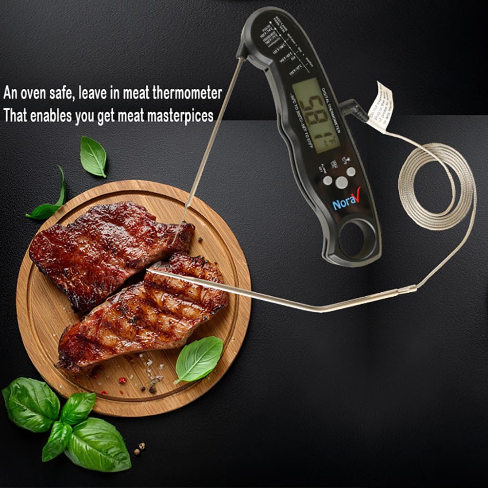 Termómetro digital de doble sonda para carne, dispositivo de cocina de lectura instantánea para dulces, parrilla, barbacoa, LCD grande, cocina en interiores y exteriores, regalo único para hombres