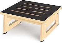 Vista 11 de Taburete de un paso para adultos mayores con superficie antideslizante de goma, taburete de madera resistente con capacidad de 450 libras, escalones