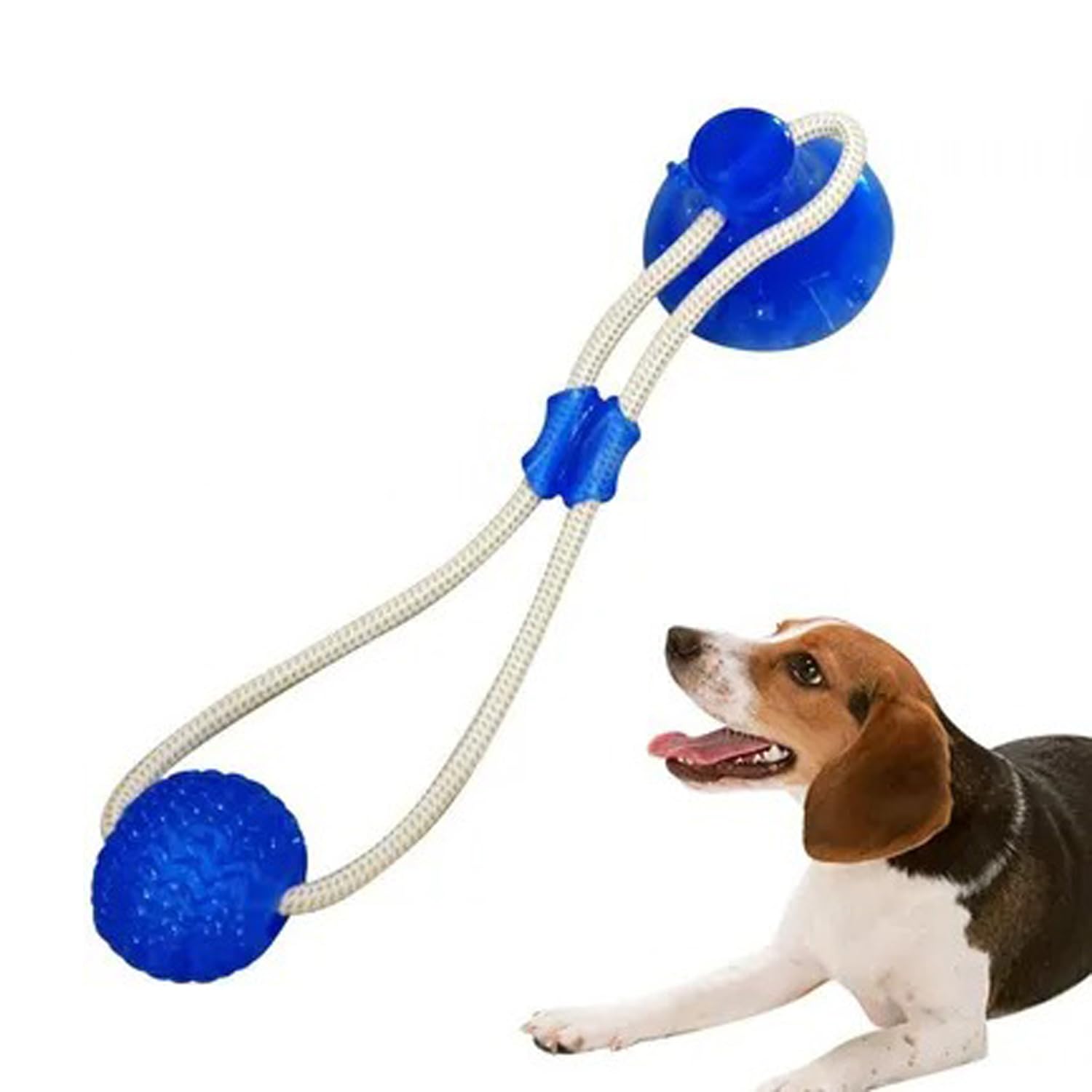 PET FUN Interactive Dog Chew Tug of War Toy with Suction Cup, Durable Tug Rope Ball for Teeth Cleaning, Treat Dispensing, and Fun Playtime (Color May Vary)