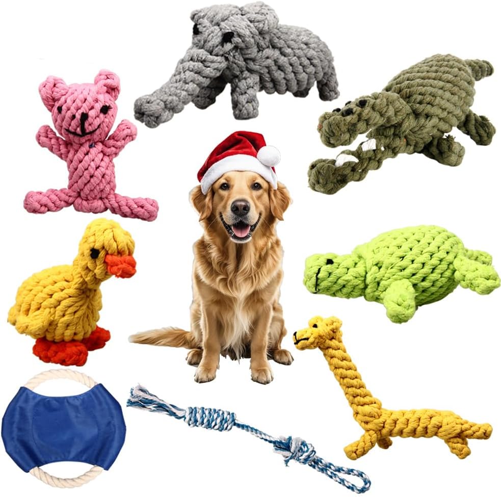 ZOUTOG Puppy Chew Toys, Set of 8 Dog Rope Toys for Aggressive Chewers, Dog Toys Puppy Toys Small Dogs with Safe Material for Small/Medium/Large Dog Pets, for Playtime and Teeth Cleaning