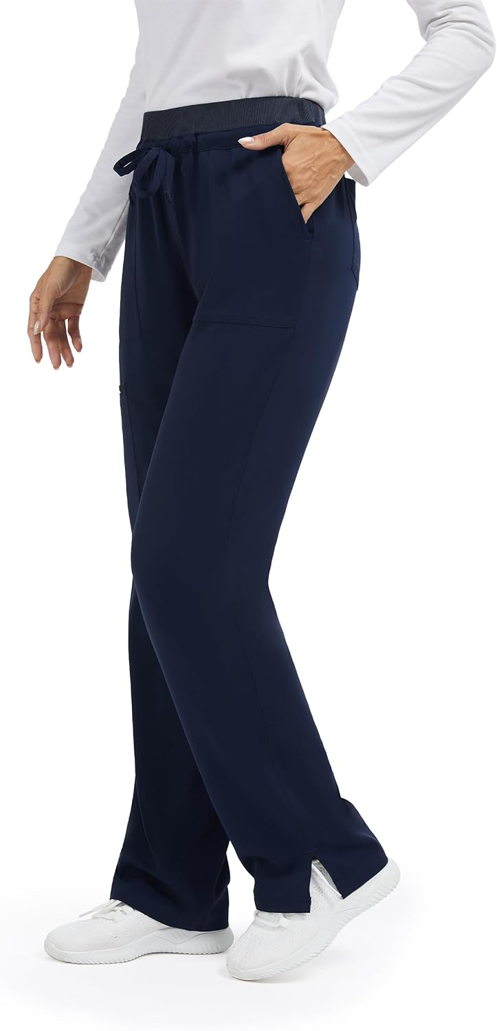 Tapata Scrub Pants for Petite Women 26"/28" Inseam Straight Leg Cargo Drawstring Bottoms with 5 Pockets - Image 9