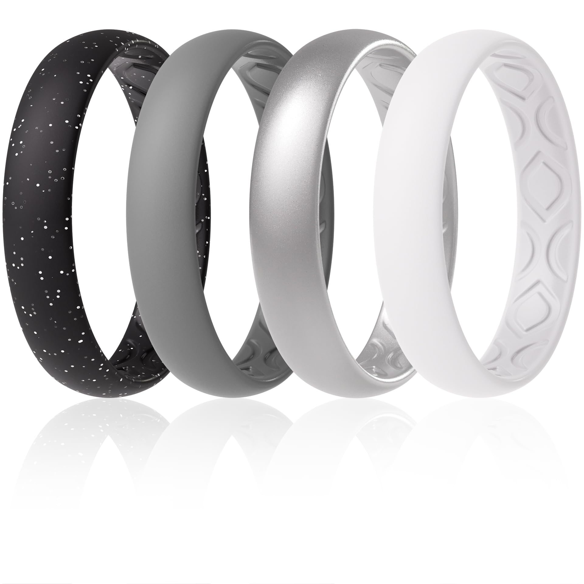 ThunderFit Women Breathable Silicone Bridal Rings Sets For Her, 4mm Wide