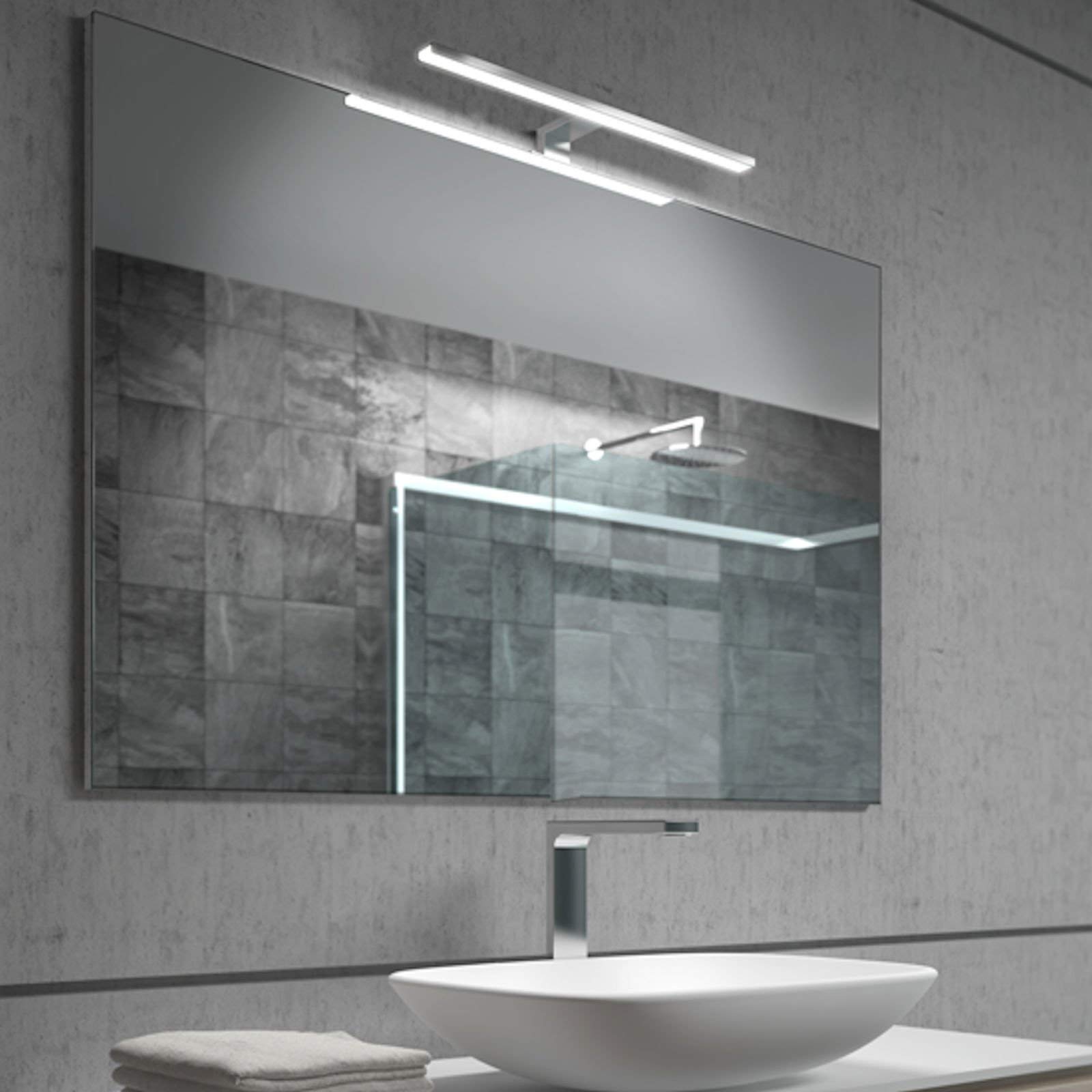 SO-TECH® LED Spiegelleuchte Anbauleuchte Leuchte AALTO Aluminium Stahl chrom poliert | Länge 800 mm | Badleuchte | neutralweiß 4000 K | IP44 geprüft | 13W | 230V