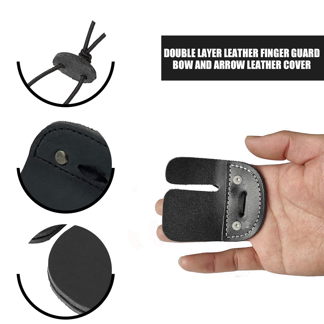 1 PCS Protezione del tiro con l'arco della linguetta del guanto della protezione della protezione della linguetta del tiro di protezione della guardia del dito di cuoio della mucca, Nero