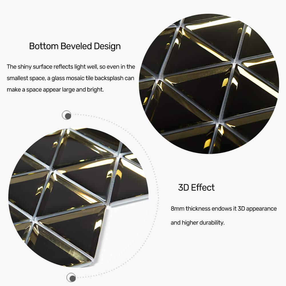 Black And Gold Glass Mosaic Tile, Arabesque Backsplash, Vulcan Mural - UK - View #12