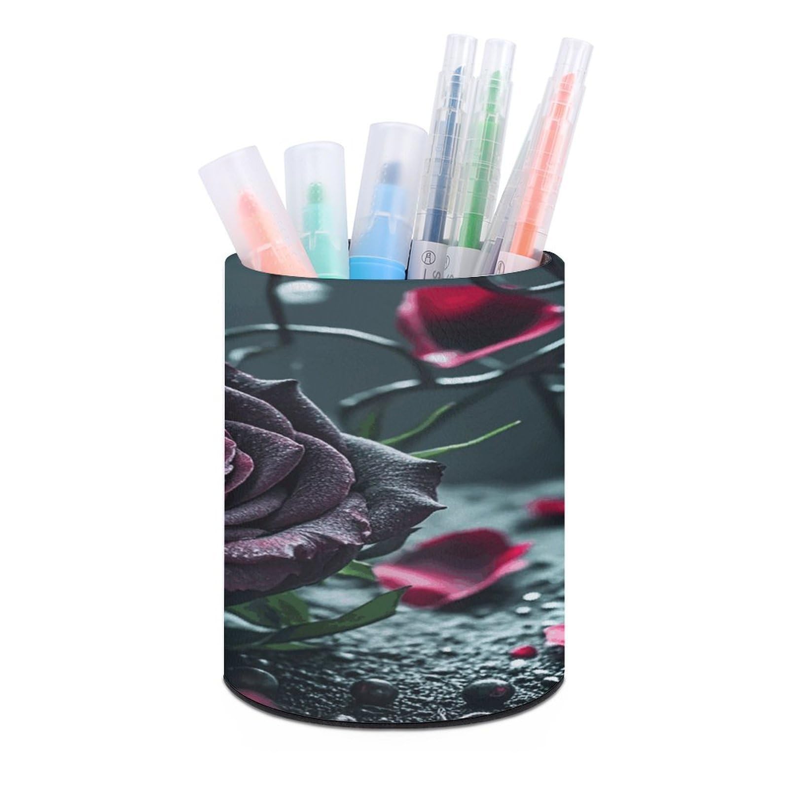 VstaDank Rose Pen Holder for Desk Makeup Brush Holders Stylish Pen Cup Cute Pencil Cup Round Pencil Holder Decor Brush Scissor Holders for Multifunctional Office Supplies