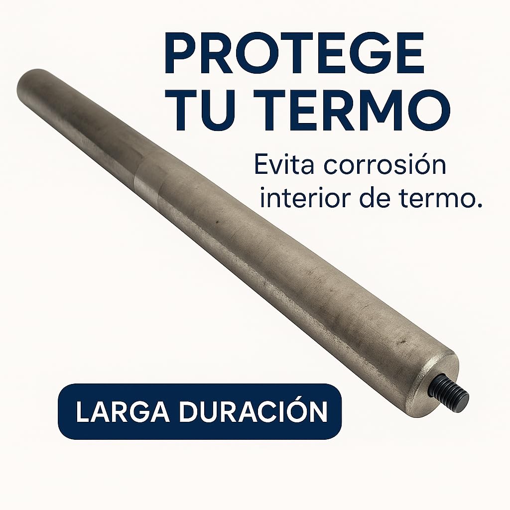 All4sal - Ánodo de Magnesio Gigante | 25.5 mm x 1000 mm (1 Metro) | Rosca 1 1/4" (Tuerca Standard) | Para Acumuladores y Termos Industriales | Protección Antical y Anticorrosión