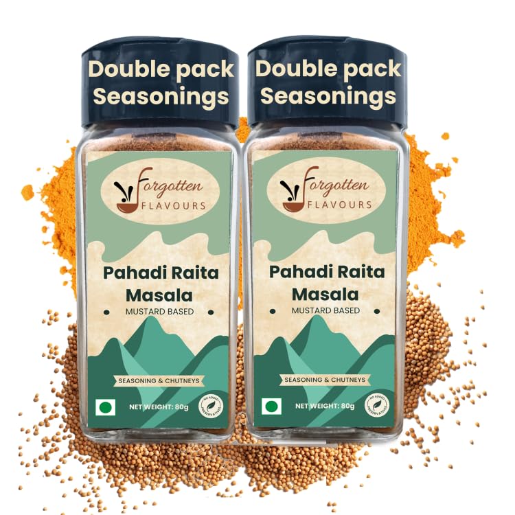 Forgotten Flavours - Pahadi Raitha Masala | Rai/Mustard Infused Authentic Pahadi Raita Masala Seasoning Mix Powder, No Preservatives | Chaas Masala | Buttermilk Masala | 2 x 80 gms | Pack of 2 (B0C14G9CNX) Amazon Price History, Amazon Price Tracker