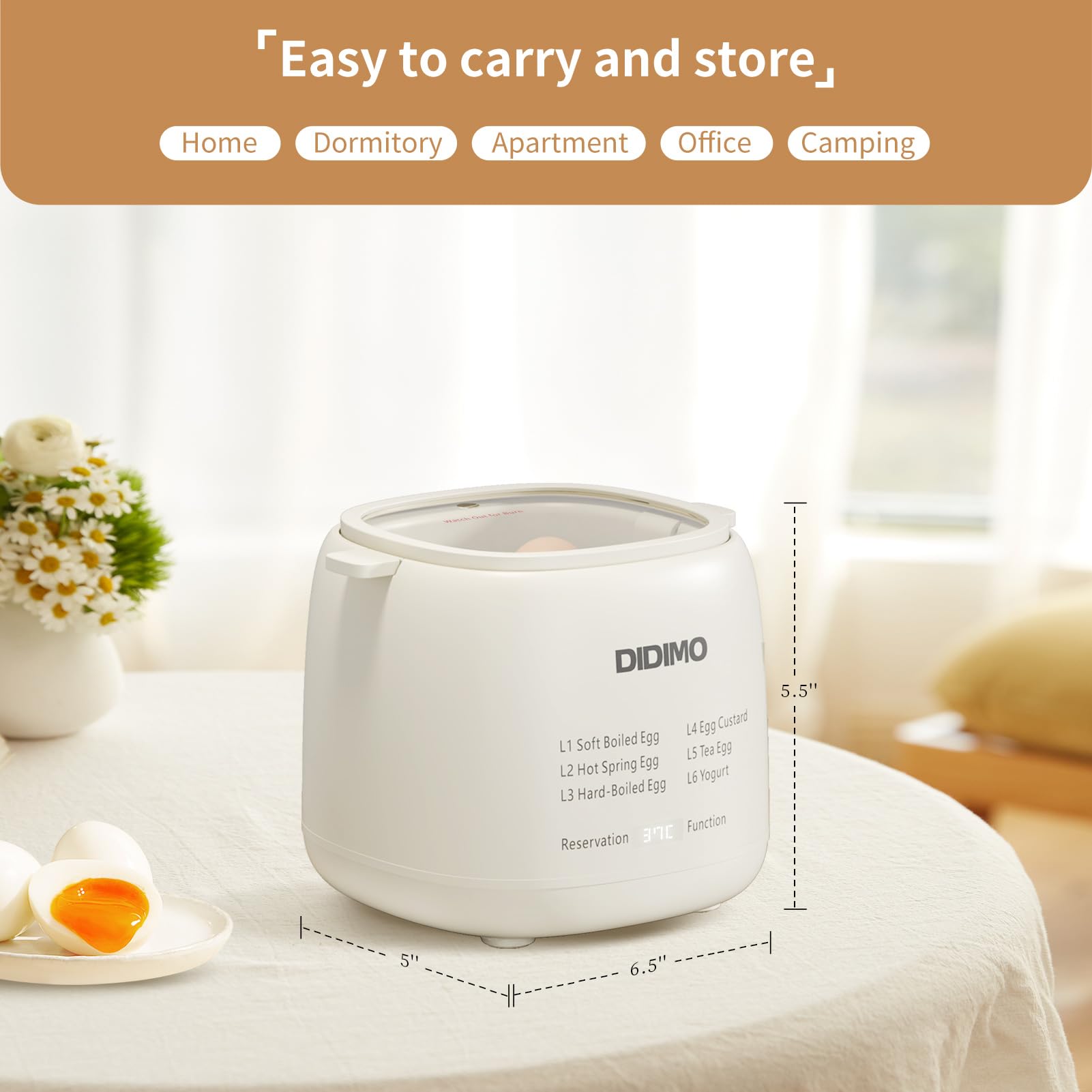 Olla rápida para huevos, olla de huevos programable para huevos duros, huevos duros suaves, huevos de aguas termales, natillas de huevo, huevo de té, yogur, olla eléctrica para huevos con apagado 7