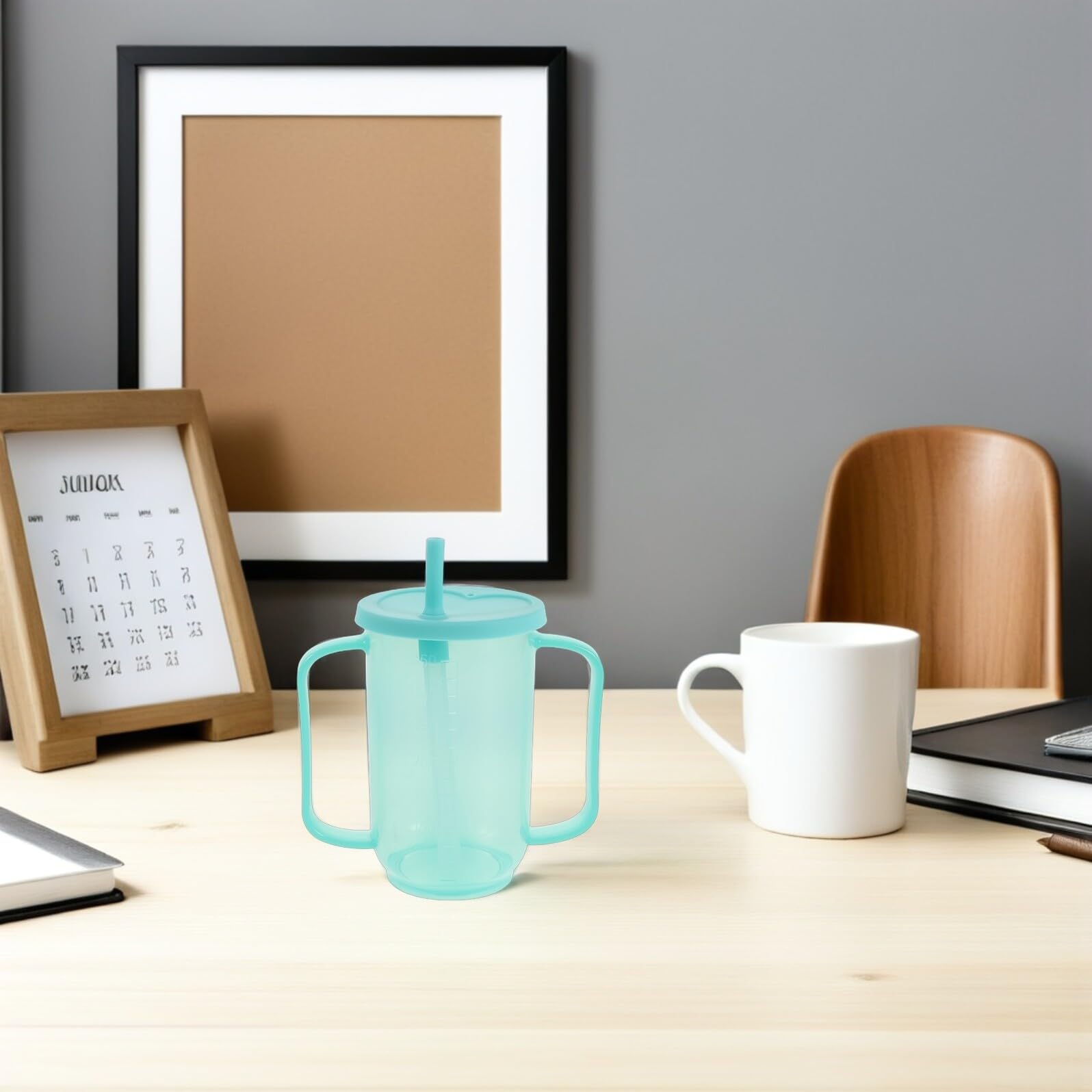 Set Tazza per Alimenti Liquidi con Doppia Impugnatura in Plastica | Design Ergonomico Antiscivolo, Uso per Assistenza al Pasto e Letto, per Pazienti e Persone Disabili