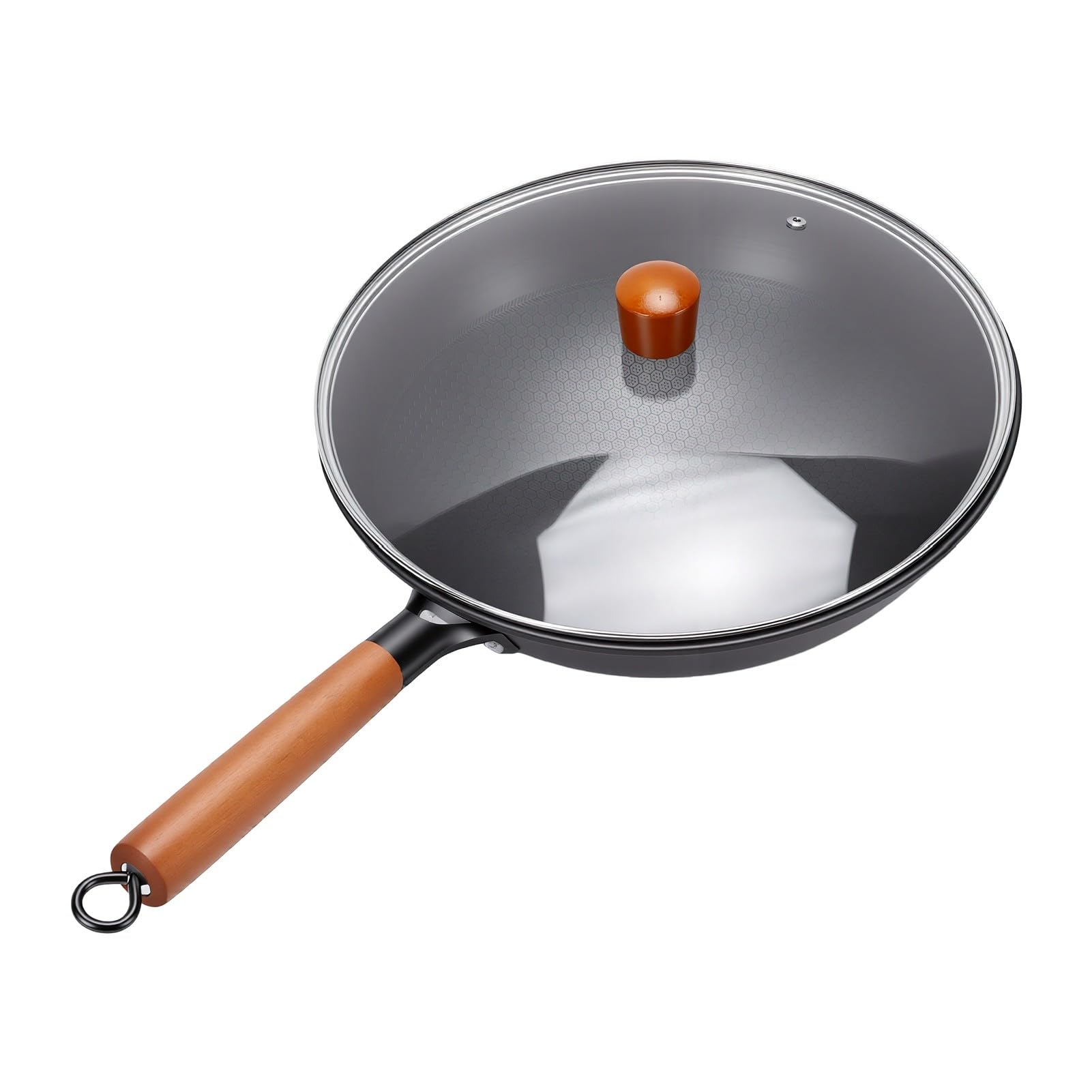 Luocute Wok in Ghisa con Superficie Strutturata a Nido D'ape, 32 Cm