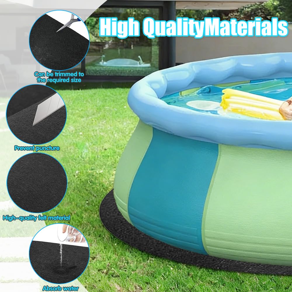 Tapis de Sol Piscine, 2M Tapis de Piscine Rond, Tapis de Sol pour Piscine, Antidérapant et Résistant, Rembourrage sous Piscine, Pliable Bâche de Sol pour Baignoires et Piscines Hors Sol