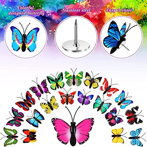 Image of 20pcs Decorative Thumb Tacks Butterfly Push Pins for Photo Wall, Cork Board, Bulletin Board, Home Wall Decorations, Random Pattern Cute Photo Map Pins