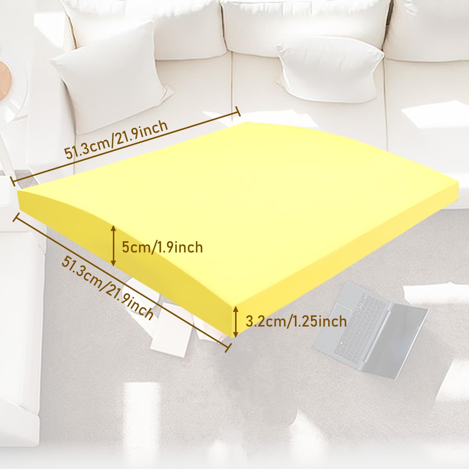 Lot De 3 Coussins De Canapé Pour Siège Affaissé, 50,8 X 50,8 Cm, Incurvé Pour Réparation De Siège De Meubles Sous Le Canapé, Insert En Mousse Bleue