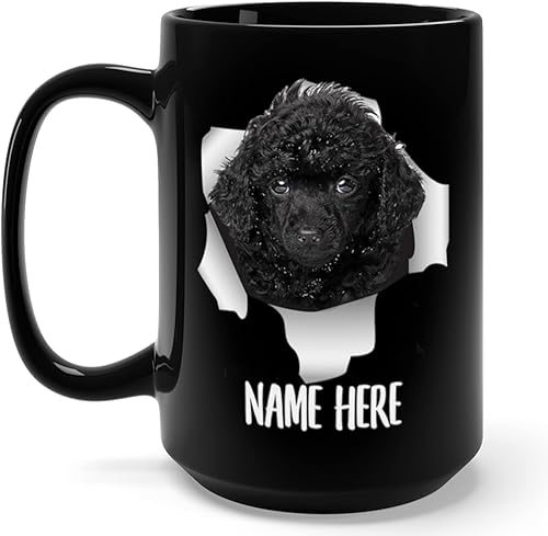 Divertida taza de café negra con nombre personalizado de Navidad 2025, 15 onzas