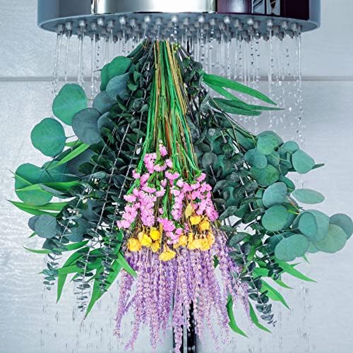 130 Pcs Mixed Real Dried Eucalyptus Stems - Lavender & Rose Flowers Bundles for Shower, Preserved Eucalyptus Leaves Greenery Hanging Shower, Plant Fragrance, Wedding Decor