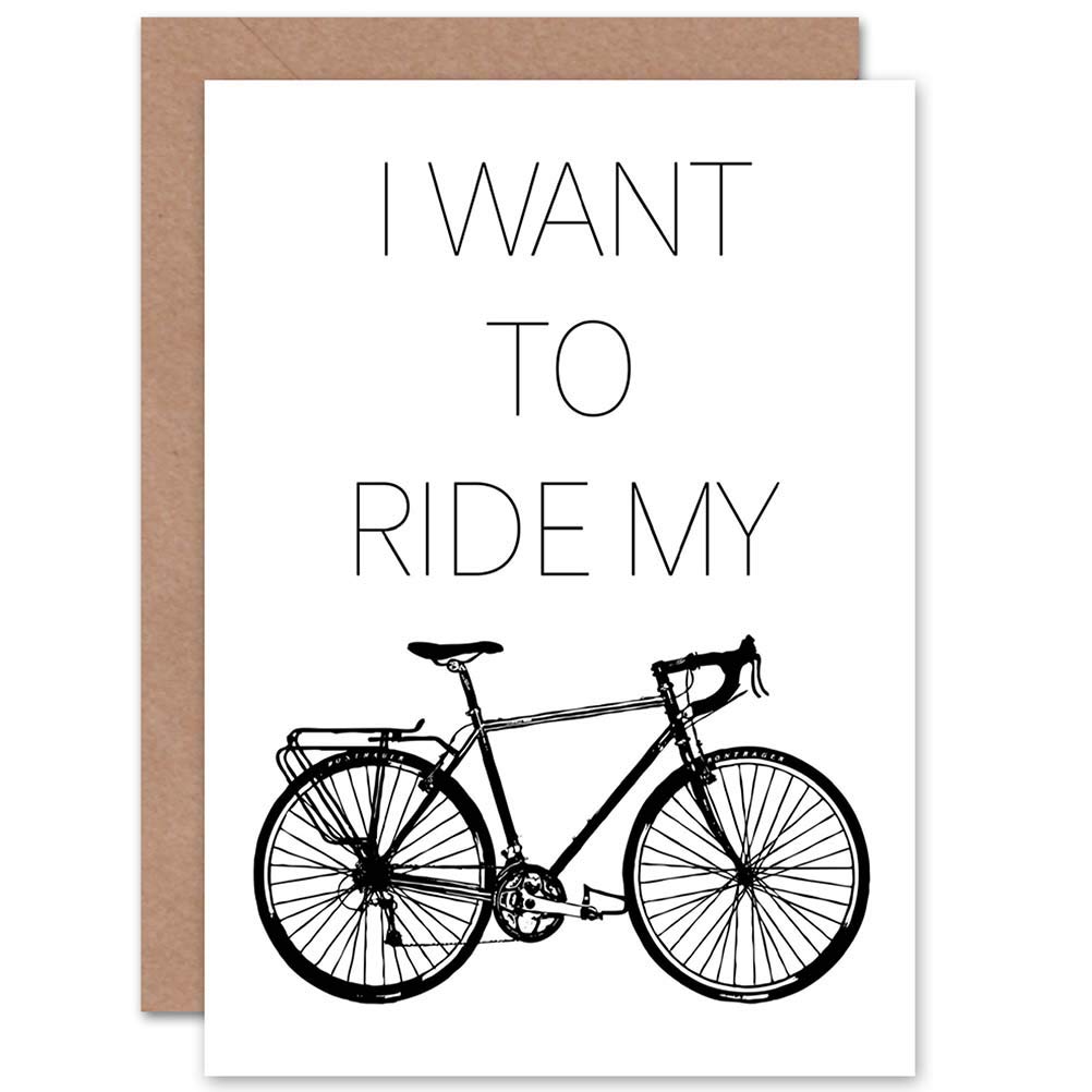 Wee Blue Coo Sport I Want to Ride Bike Cycling Blank Greeting Card
