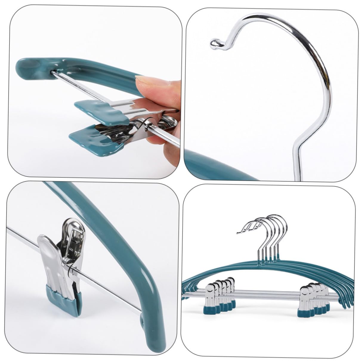 Kleiderbügel für Erwachsene PVC Halbkreisförmig mit Clips Grün