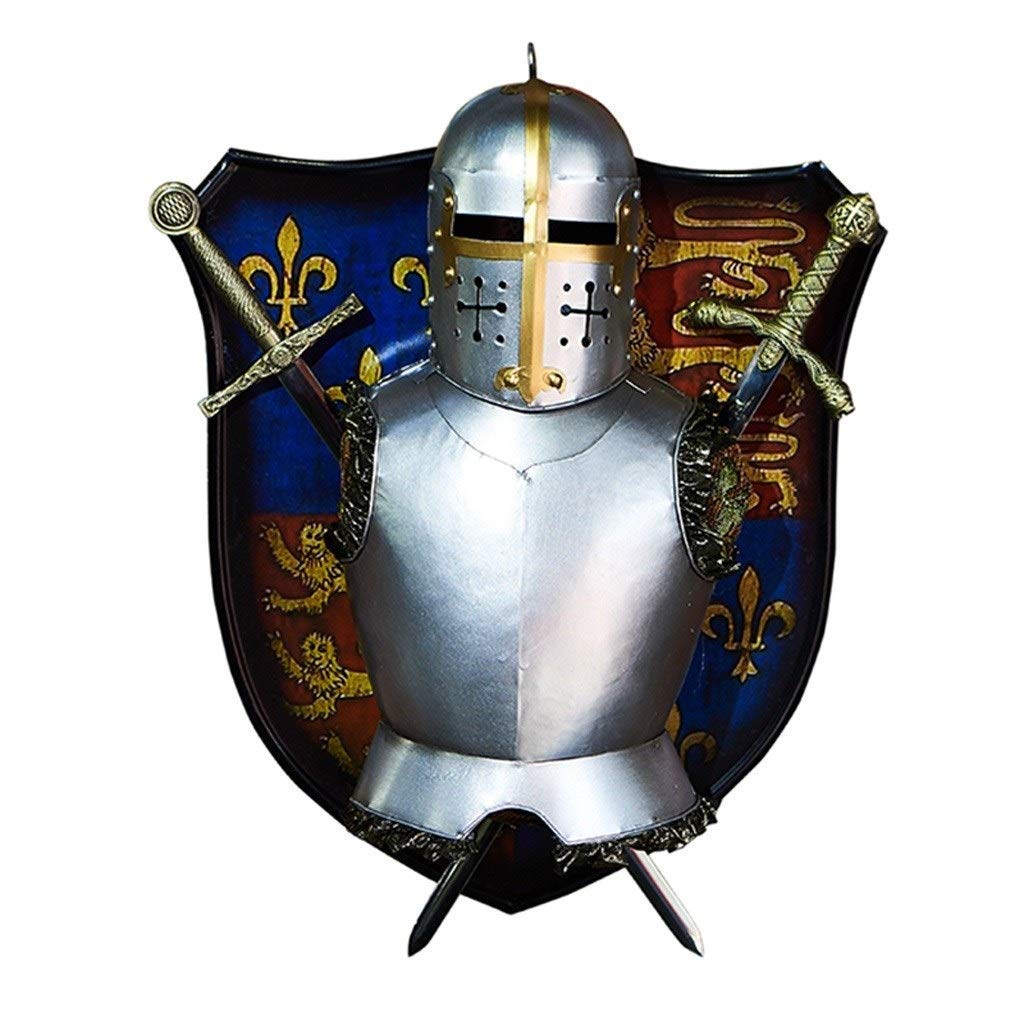 Sculpture armure déco murale 3D en fer pour habiller un mur vide de café ou de bar