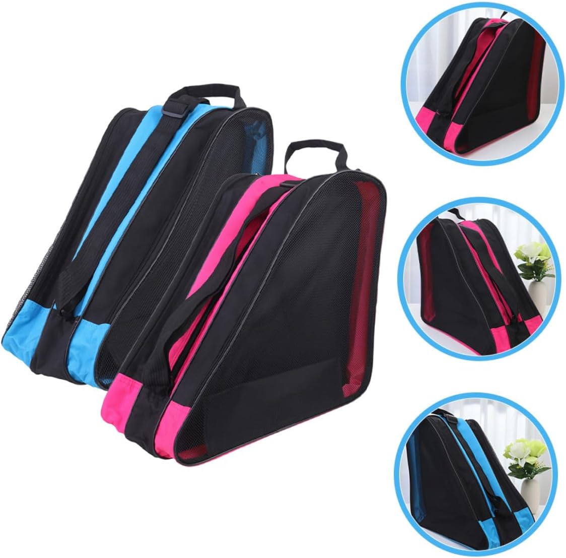 BESPORTBLE 2Pcs Roller Skates Pouch Thickened Inline Ice Skates Storage Backpack for Protective Dual Shoulder Bags in Blue and Pink Easy to Clean and Carry