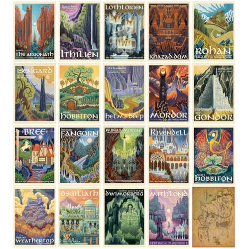 Image of Meksular Middle Earth Landscape Wall Art Prints Canvas PaintingFantasy Posters, Wall Pictures, For Travel Gift, Canvas Art with Frames, For Office Home Decor Bedroom Living Room Decor.