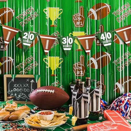 Football Party Decorations, 2 Pack Touch Down Party Foil Fringe Curtains, Superbowl Party Backdrop Streamers, Super Bowl Sunday Night Football Game Day Photo Booth Backdrops - Image 6