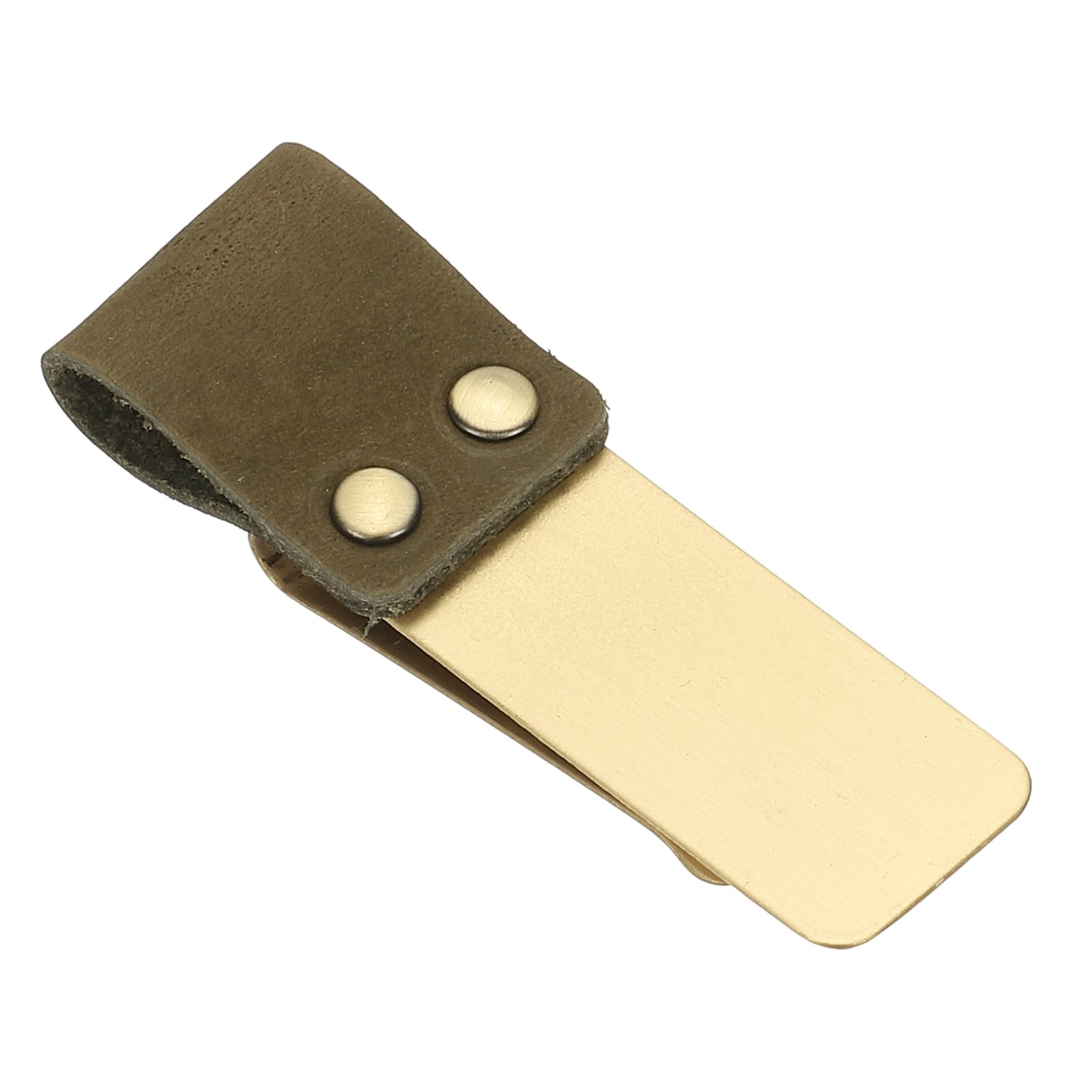 PATIKIL Pen Loop for Notebook Brass Book Clip with Leather Pen Holder for Notebooks Journals Planner Olive Green