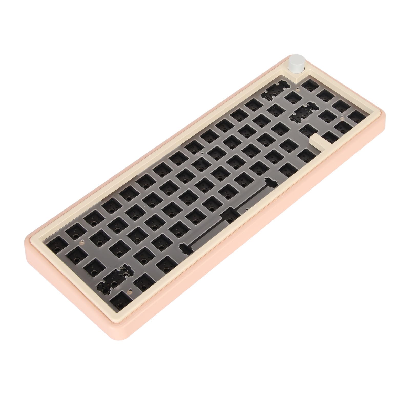 Kit de Teclado DIY Mecanizado CNC, Teclado Barebone de Intercambio en Caliente, Inalámbrico de Alta Dureza, 2,4G, Tipo C, con Cable, Bricolaje para Oficina (Pink)