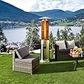 Tangkula Patio Heater with Wheels, 40,000 BTU Stainless Steel Propane Gas Heater with Quartz Glass Tube, Tip-over & Flameout Protection, CSA Certificated Outdoor Heater for Patio, Porch, Outside