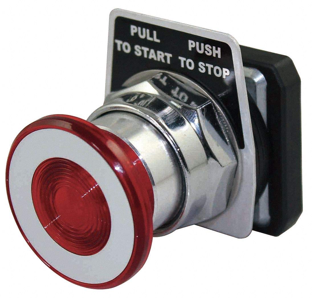 Dayton Metal Push Button Operator, Type of Operator: 40mm Mushroom 