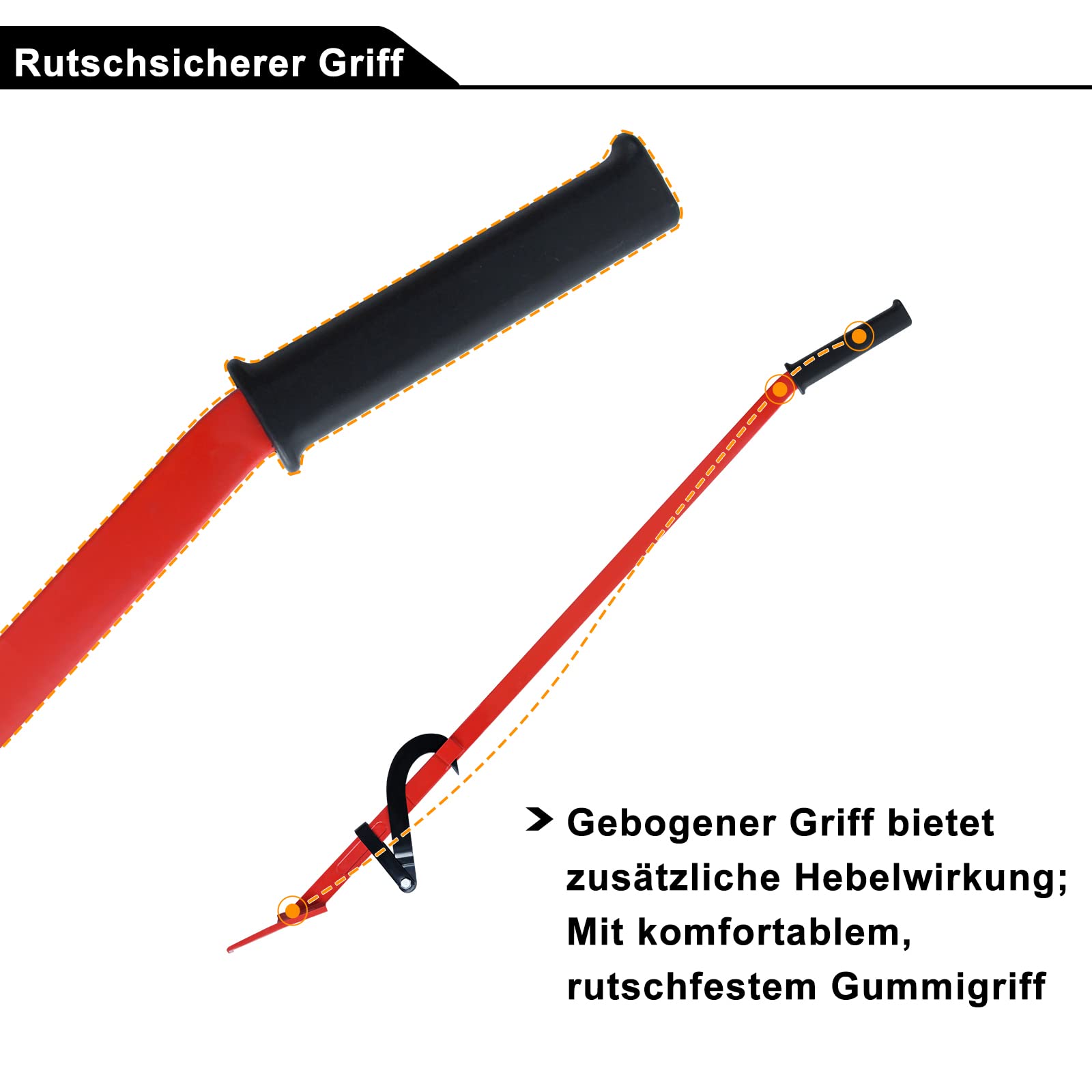 XMTECH Fällheber zum Baumfällen 130cm, Stammheber Geschmiedeter Kantheber, Fällheber mit Wendehaken Ergonomischer Rutschfester Handgriff, Wendehilfe Fällhilfe Schwerlast-Fällheber, max. 250 KG