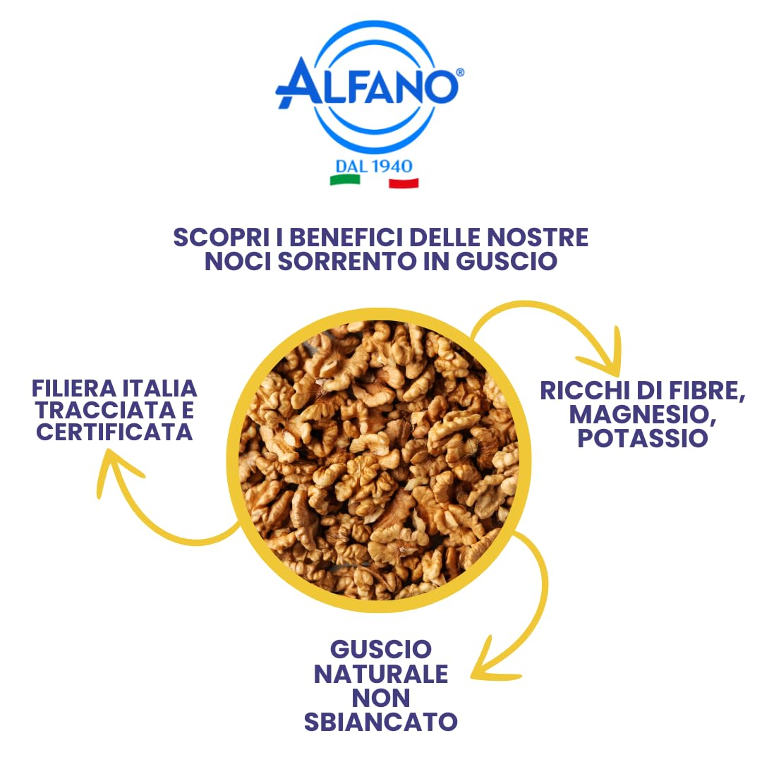 Alfano dal 1940 Noci Sorrento Sgusciate 300g da Filiera Italia Tracciata e Certificata. Ricche di Fibre, Magnesio e Fonte di Potassio (4 Pezzi)