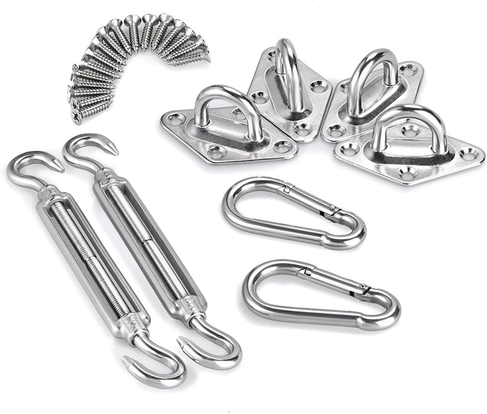 Hipiwe Stainless Steel Sun Shade Sail Hardware Kit for