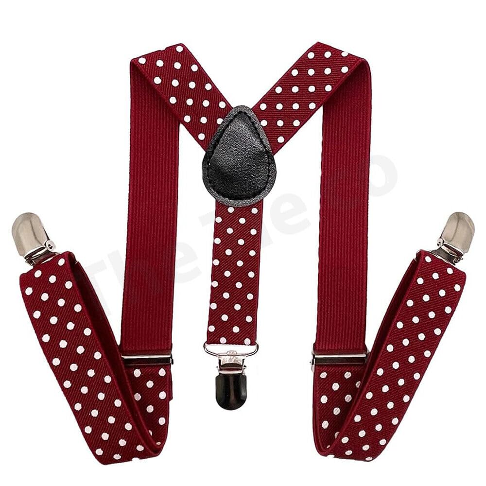 The Tie Company Unisex Red The Tie Co Polka Dot Multicolor Elastic Adjustable Mens Womens Suspenders Y-Shape Braces - Maroon