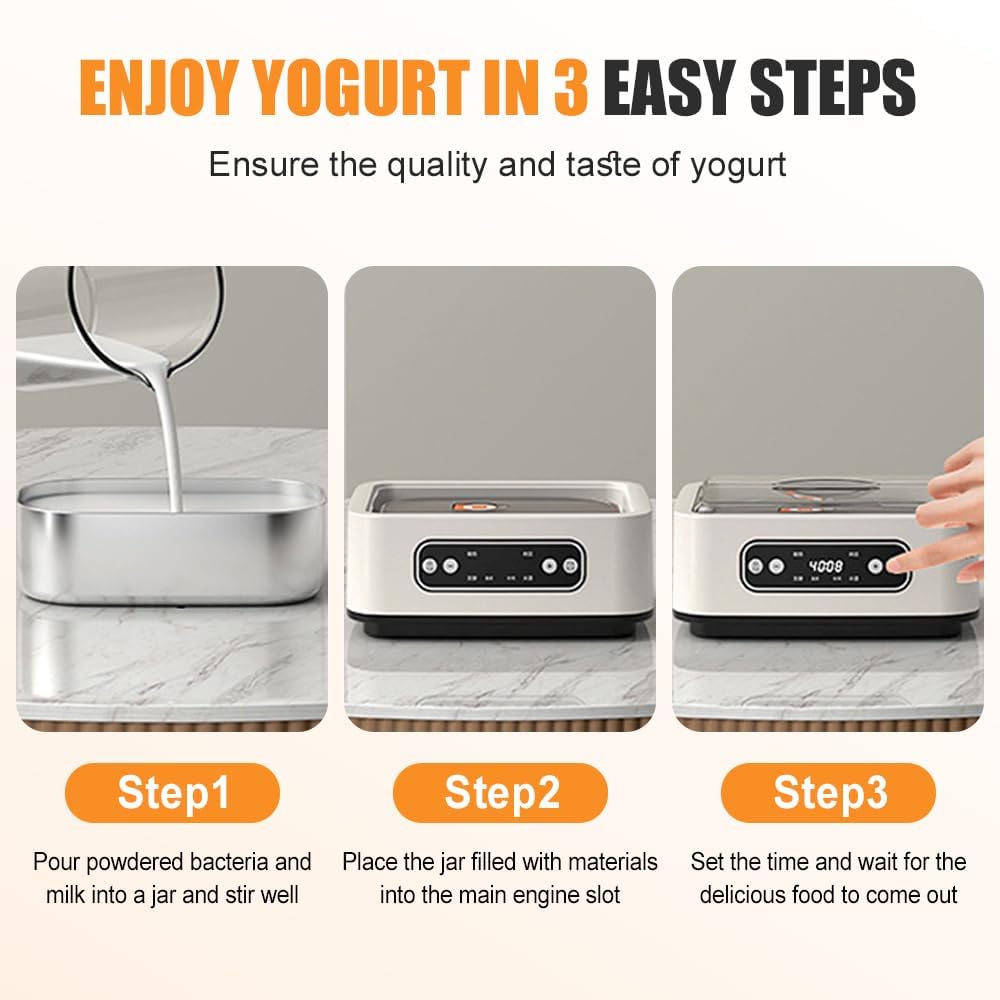 Yogurtera Probiótica de 1,7 litros con Control de Temperatura y Tiempo para Yogurt Casero, Vino de Arroz, Natto y Fermentación. 4 Modos de Yogurt Multifuncional para Uso Doméstico