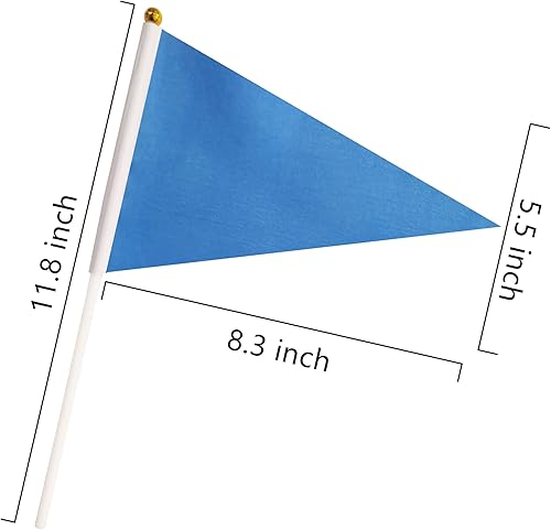 Miniatura 6 de Paquete de 25 banderas azules pequeñas de mano de color sólido banderines de grafiti DIY en palos, celebraciones, escuela, gran apertura, cumpleaños