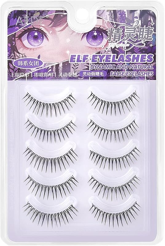 Cílios postiços LASGOOS com faixa transparente, estilo natural, Pacote com 5 pares