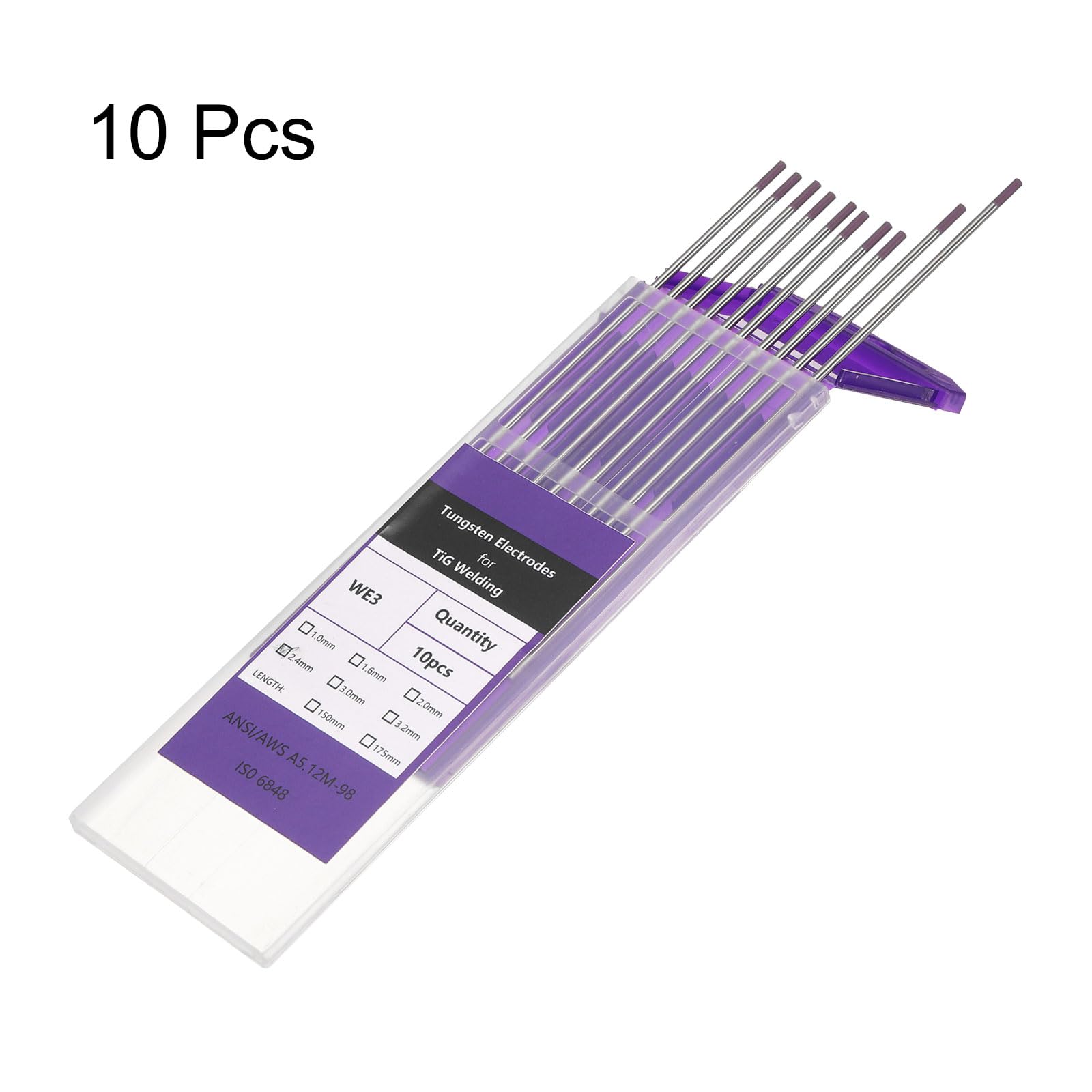 sourcing map Lot de 10 électrodes de soudage TIG en tungstène 3/32" x 17,8 cm mixtes pour soudure en acier inoxydable, alliage d'aluminium et de magnésium, fabrication automobile aérospatiale, violet
