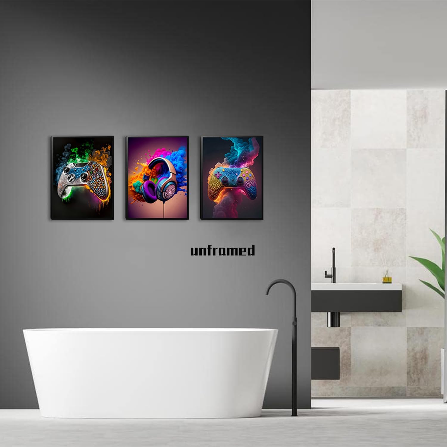 Gaming Room Canvas Wall Art Set of 3, Game Posters Wall Decor, Gamer Paintings Picture Print for Boys Room Kids Game Room Bedroom Boys Home Decoration 12x16 In Unframed - Image 7